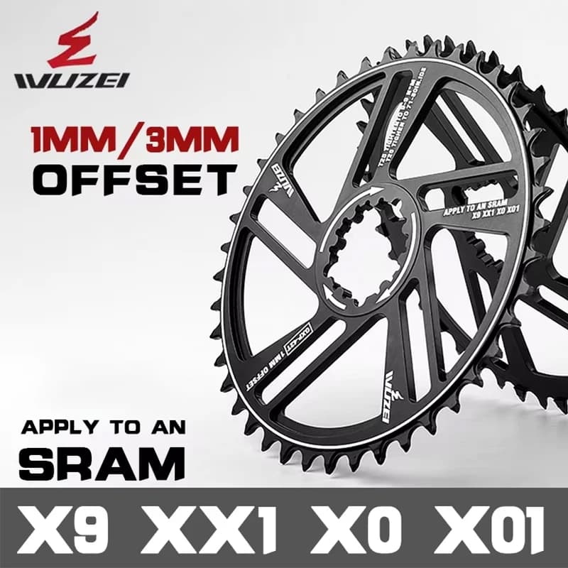 WUZEI 1mm/3mm/6mm Offset Corona 30T 32T 34T 36T 38T 40T 42T Manovella MTB Bike Guarnitura Ruota di catena della bicicletta per SRAM X9 XX1 X0
