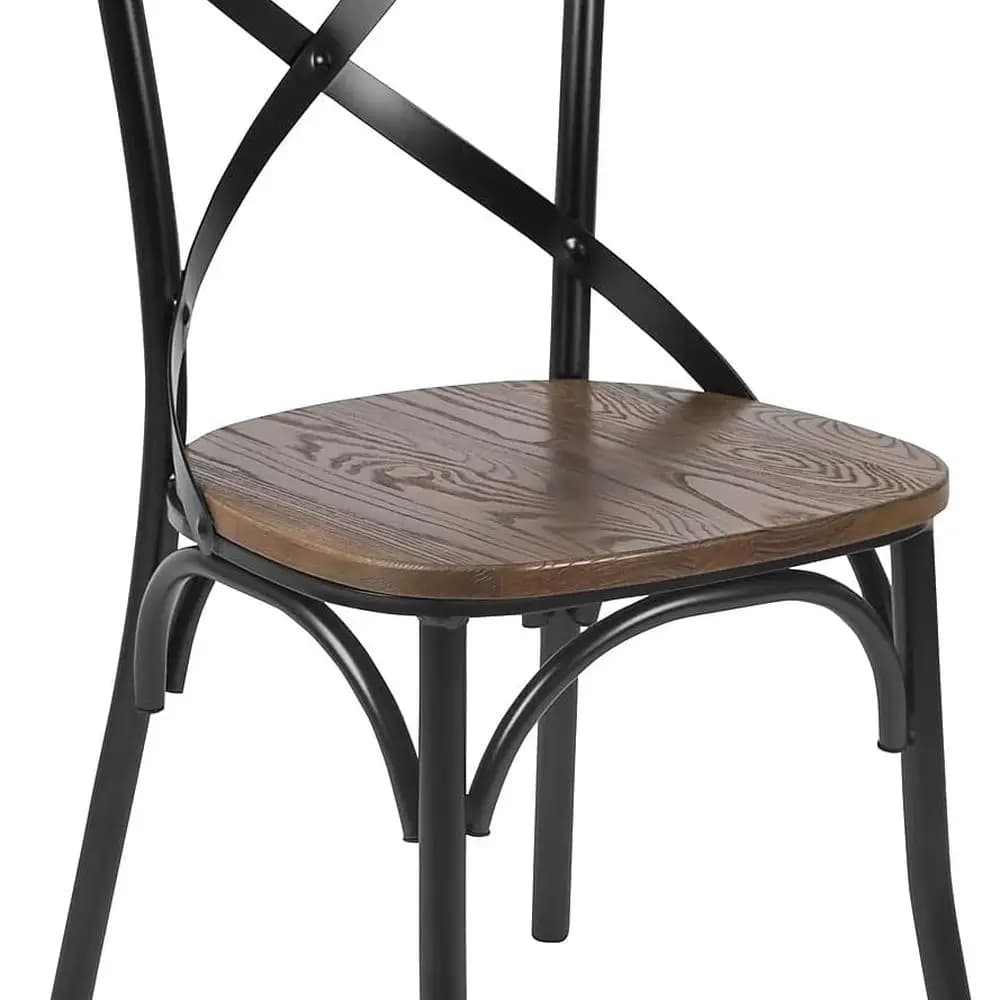Sedia con schienale a X Fruitwood e supporto in metallo