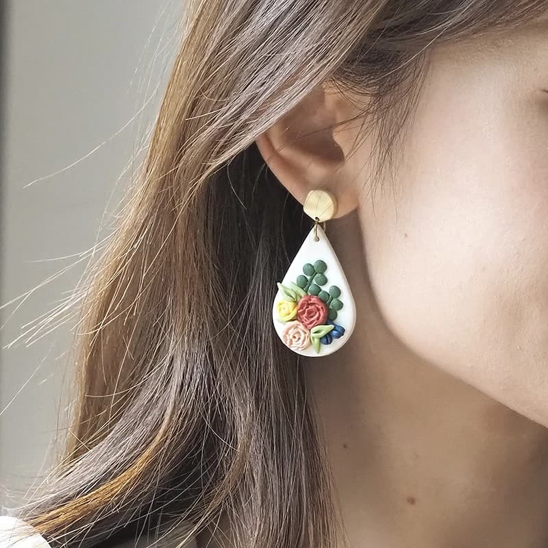 Artigianato fatto a mano fiori festa della mamma Top in metallo Multi colori Tulip Heart orecchini in argilla polimerica set di ciondoli leggeri regali per la madre