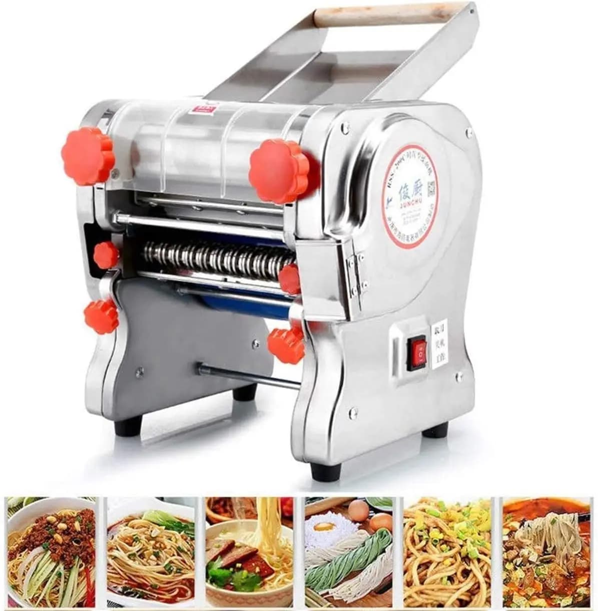 Macchina Elettrica per Pasta in Acciaio Inox, Impastatrice e Tagliatrice Commerciale per Noodle (Larghezza Pasta 24CM)