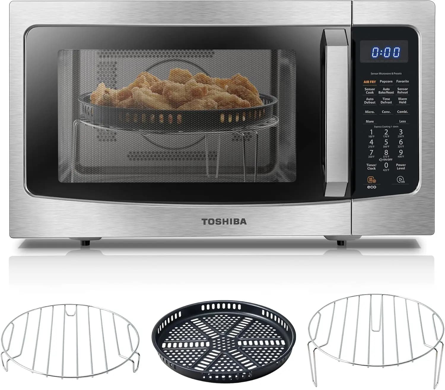 Combo 4-in-1 Countertop Microwave Oven with Air Fryer, Smart Sensor Cooking, Convection, Mute Mode, Position Memory 13.6-Inch Tu