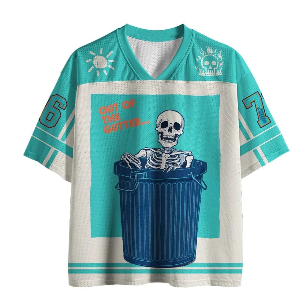 Retro Skeleton Trash Can Print Graphic T-Shirt Unisex Athletic V Neck Short Sleeve Loose Ideal For Street Daily Wear Top