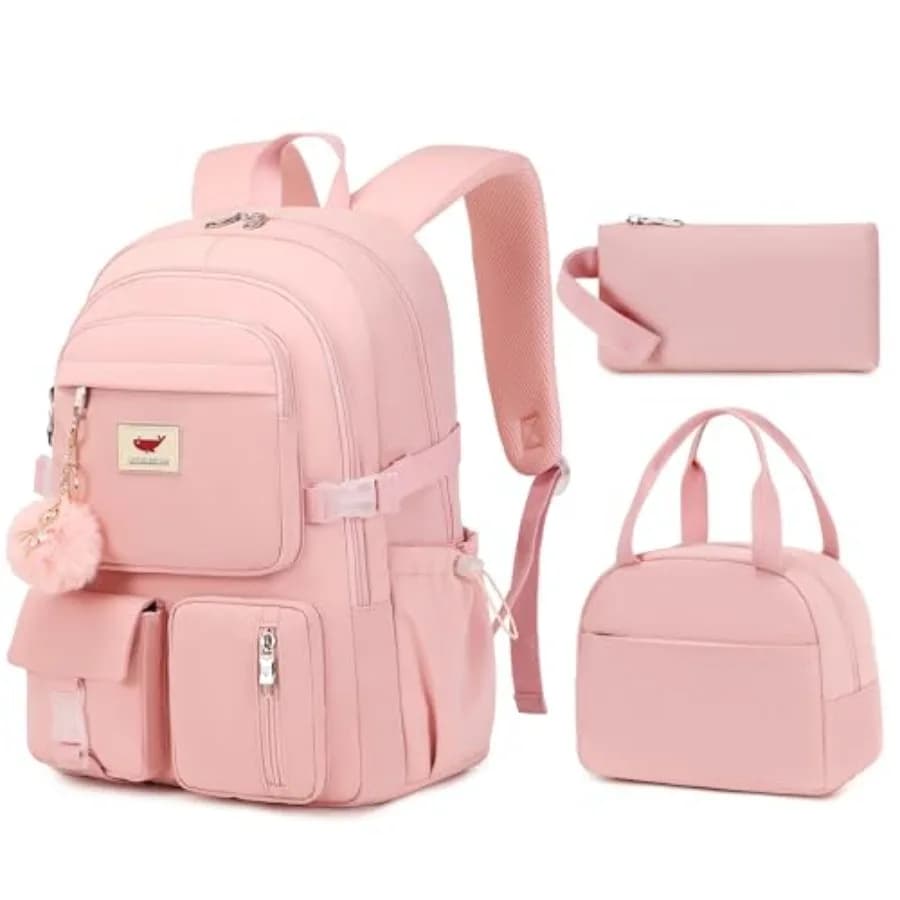 Laptop Backpack 15.6 Inch Elementary Middle High School Bag College Backpacks with Lunch Box Pencil Pouch 3 PCS Set Travel Book