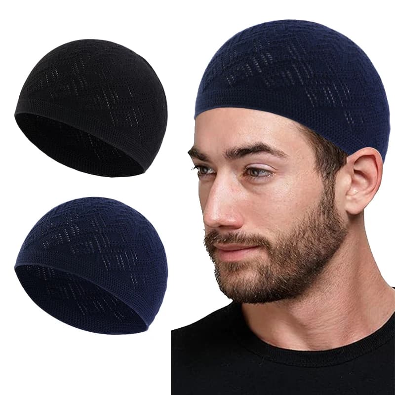 2 PEZZI/LOTTO Cappelli da Preghiera Musulmani da Uomo, Berretti Unisex, Cappello da Sci e Alpinismo, Cappello Morbido da Escursionismo e Equitazione, Cappello da Preghiera
