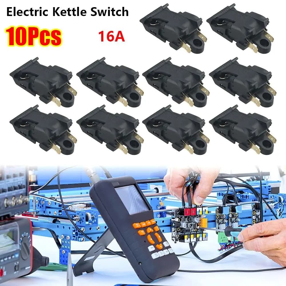 10 Pezzi Interruttore per Bollitore Elettrico 250V Durevole, Termostato a 2 Pin 16A per Controllo Temperatura, Nero XE-3 JB-01E, Ricambio per Cucina