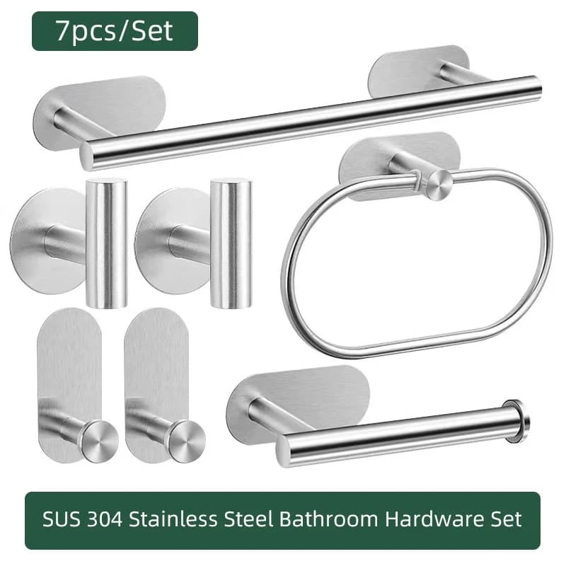 Set di ferramenta per il bagno Nichel spazzolato Portasciugamani Anello per asciugamano Porta carta igienica Gancio per accappatoio Acciaio inossidabile 304 Accessorio per il bagno