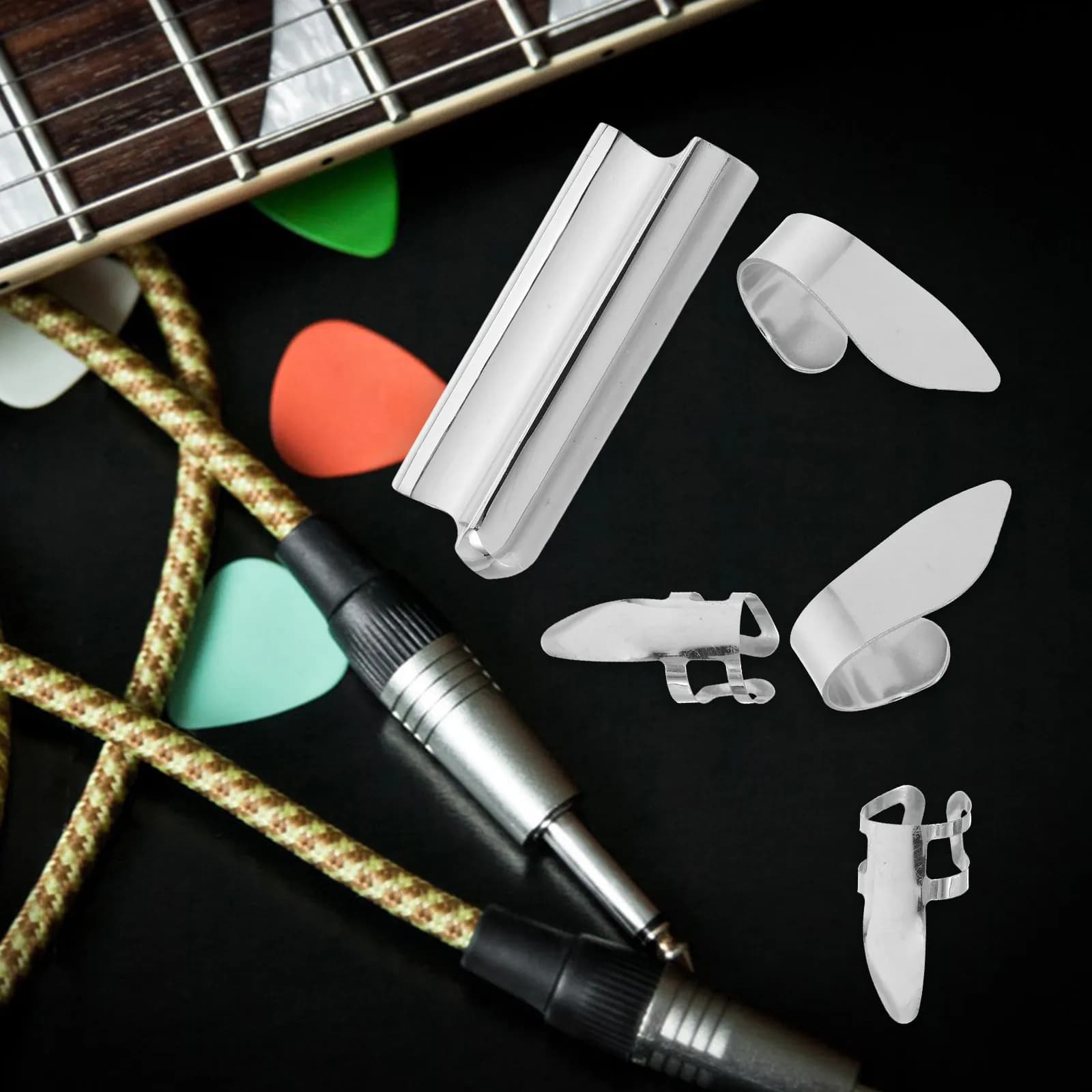 Set di 10 Plettri a Barra per Chitarra, in Metallo, Regolabili, per Chitarra Acustica ed Elettrica, per Principianti e Professionisti