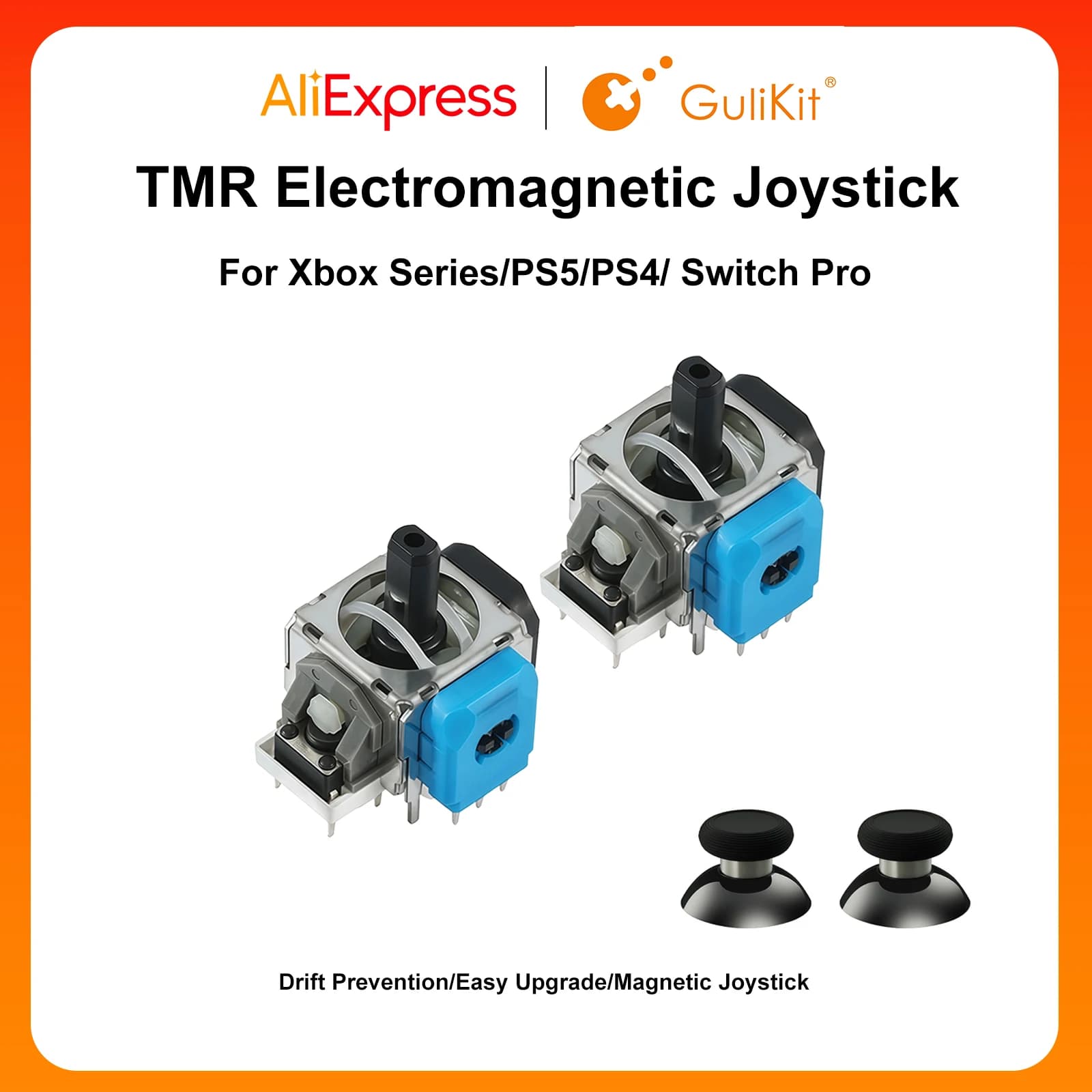 GuliKit TMR Joystick elettromagnetico con cappucci stick per Switch Pro PS4 PS5 Edge Accessori di ricambio per controller serie Xbox