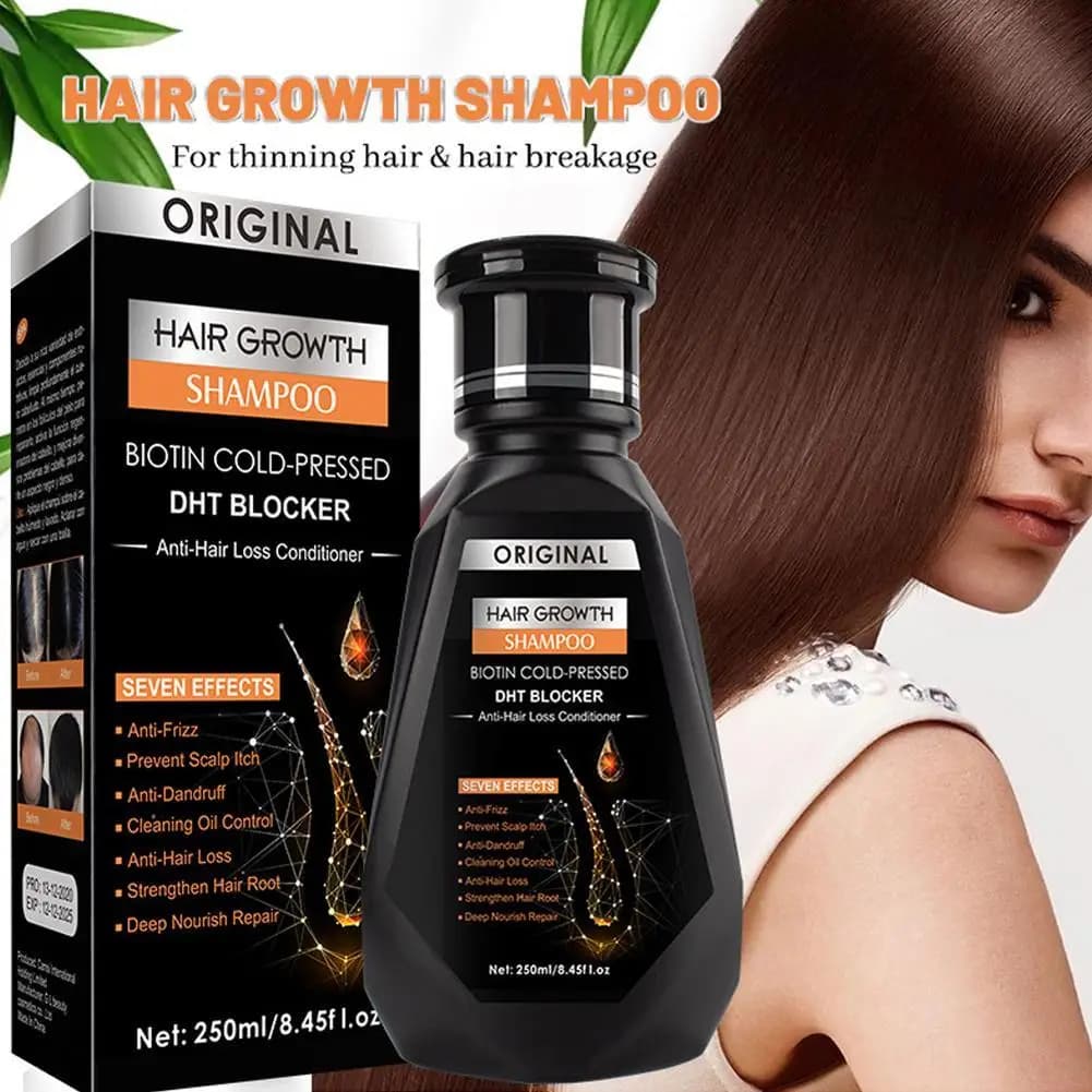 250ML Biotin Shampoo With Comb Brush For Hair Growth Anti-Dandruff Relieve Itching Strengthen Hair Loss Treatment For Women Men