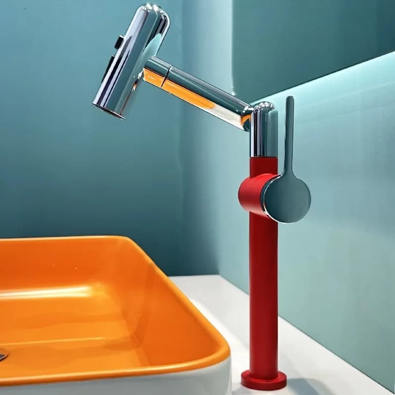 Rubinetto per lavabo girevole Bagno domestico Spruzzatore a flusso d'acqua calda fredda Rubinetti per lavabo Accessori universali per il bagno