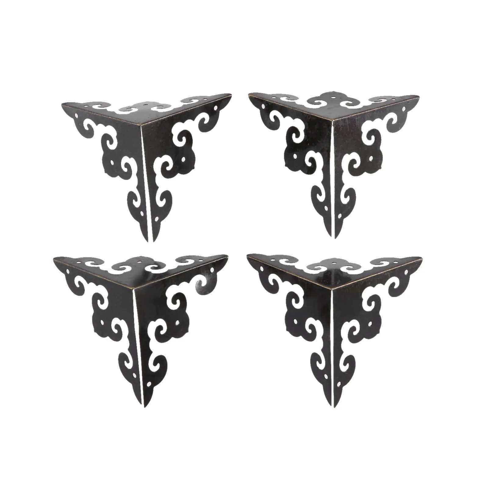 DRELD 4Pcs 50mm bronzo antico scatola di legno piedi gamba angolo protezione guardia artigianato in metallo staffa decorativa per Hardware di mobili