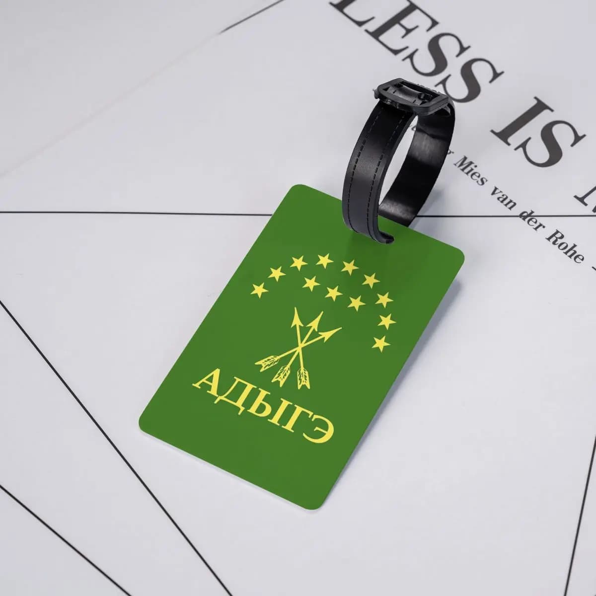 Etichetta per Bagagli con Bandiera dell'Adigea, Regalo per Cirasiani, Porta Etichetta per Valigie e Bagagli da Viaggio con Spazio per Nome e Indirizzo