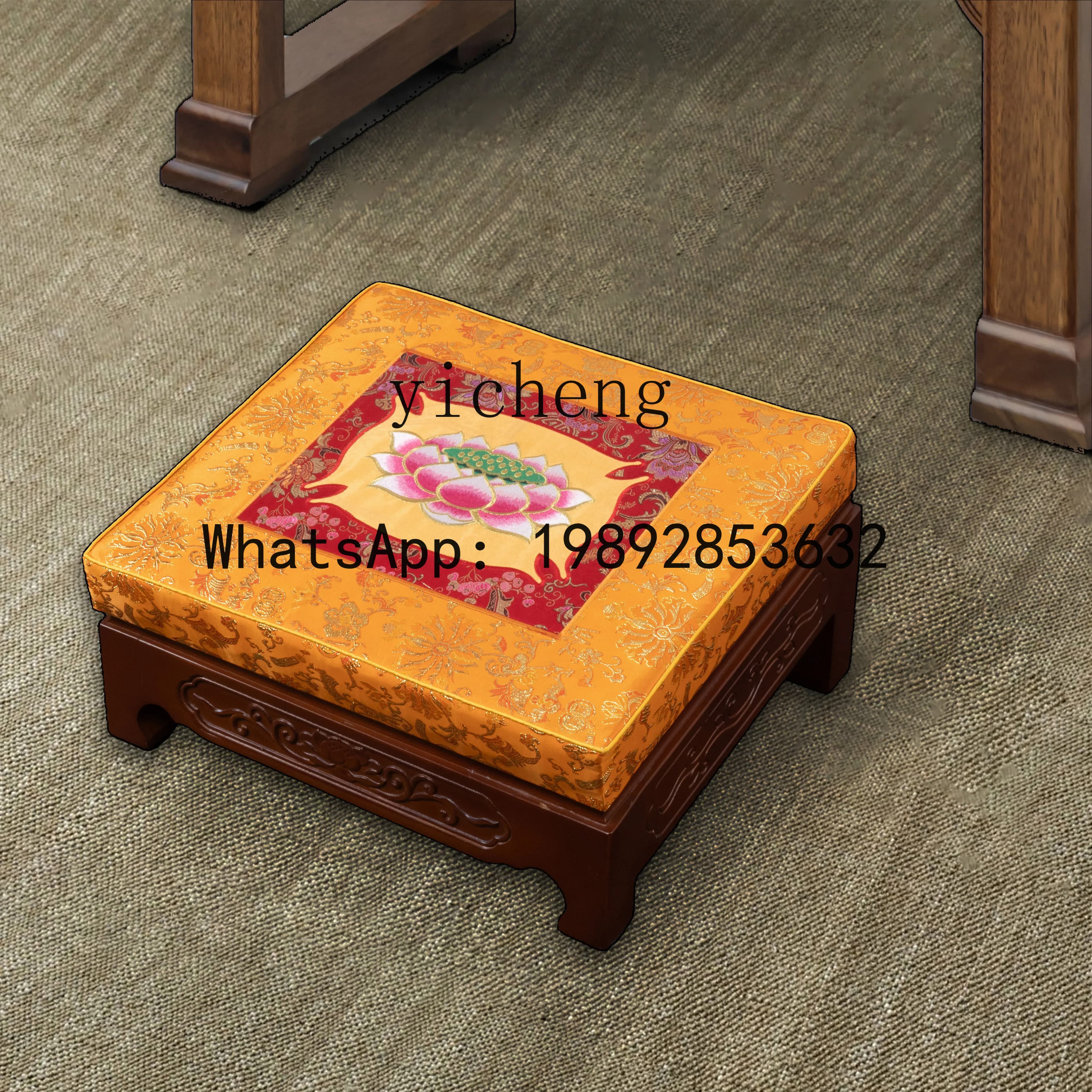 P30 Solid Wood Home Kneeling Mat Buddhist Hall Monastery Meditation Cushion Lotus Worship Mat in Front of Buddha