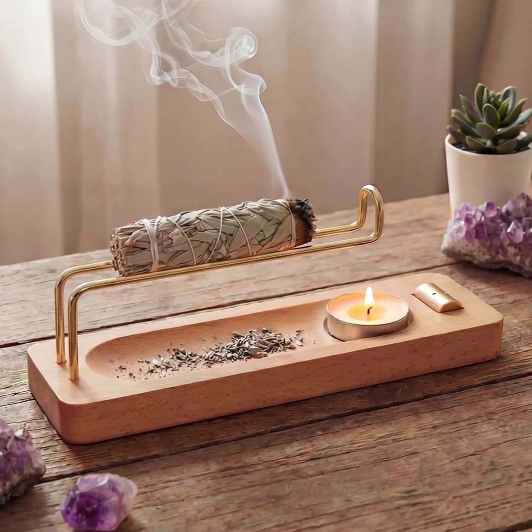 2 in 1 Incense Holder Palo Santo Burning Holder for Sticks Anti-Ash Flying Ash Catcher Fragrances Diner Sage Burning
