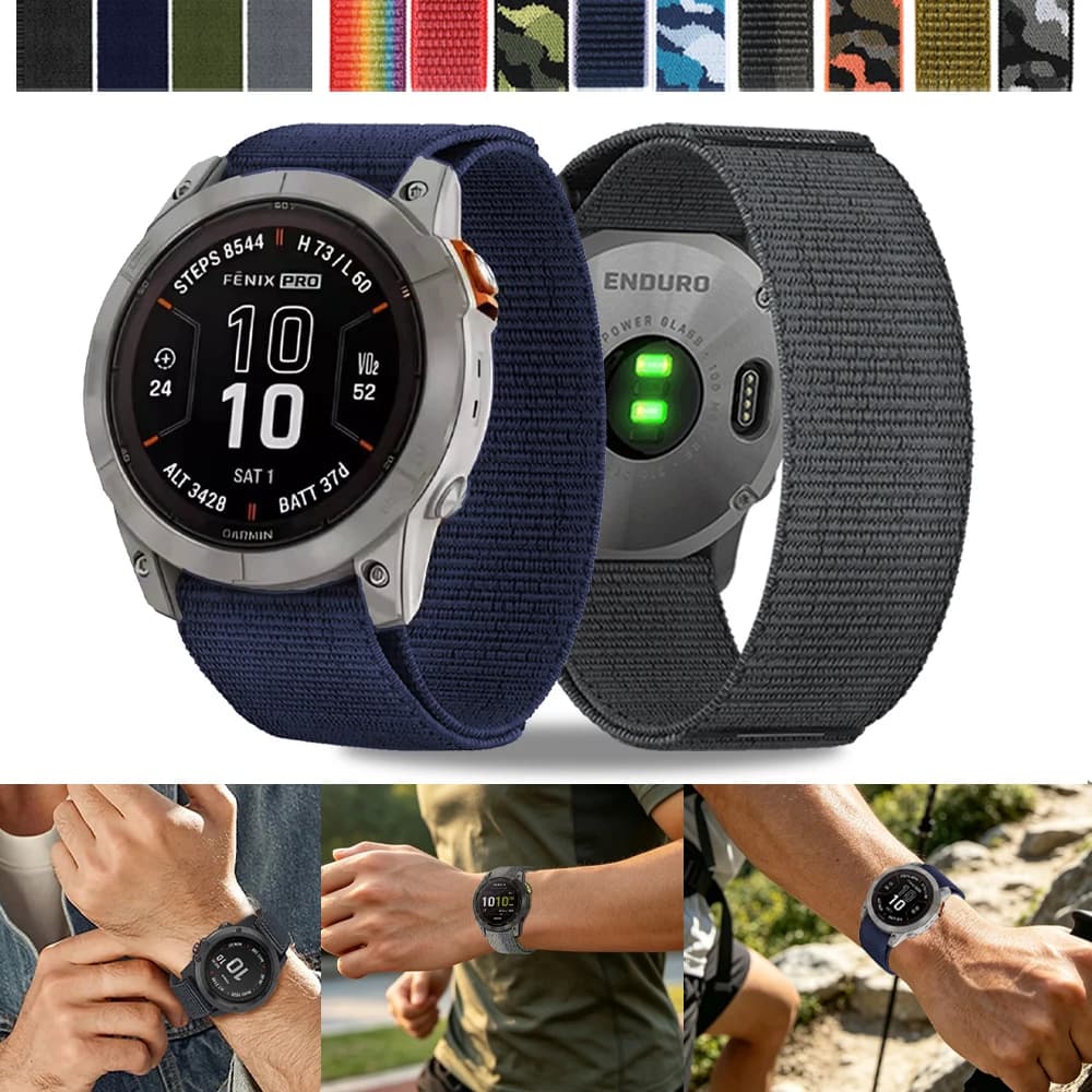 22/26mm Strap For Garmin Fenix E 8 7 7X Pro/Enduro 3 2 Quick Release Hook Loop Nylon Sport Band Tactix 8/Instinct 3 970 Bracelet