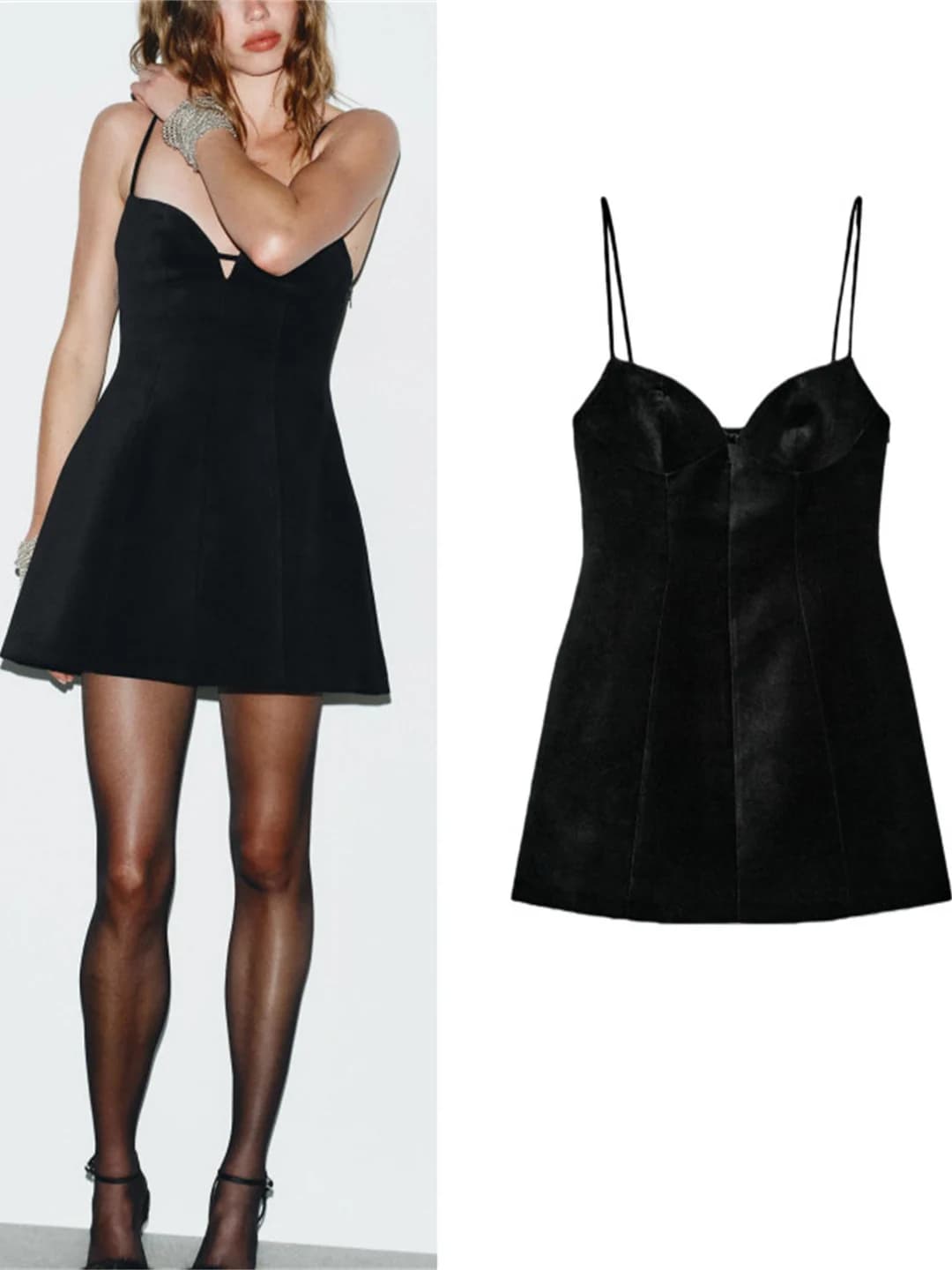 Abito Estivo da Donna Senza Spalline con Gonna Corta Sexy a Balze e Vita Alta in Cotone Poliestere Senza Maniche