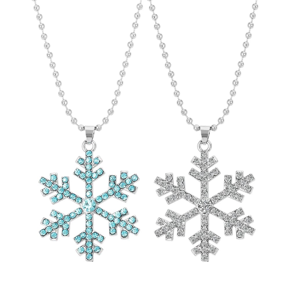 Necklace with magic blue crystal snowflake pendant, delicate jewellery gift for men and women