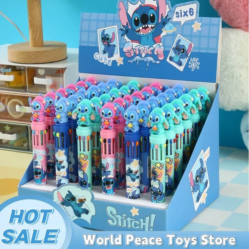 6/36 Pezzi Penne a Sfera Cartoon Stitch 10 Colori, Penne Gel Lilo & Stitch Carine, Forniture Scolastiche, Cancelleria, Regali all'Ingrosso