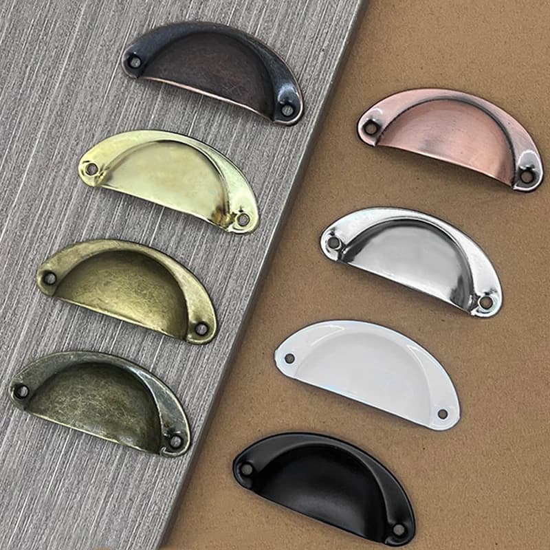 40Pcs Retro Iron Furniture Pull Handle Antique Style Drawer Cabinet Door Handle Half Circle Handles Hardware Accessories