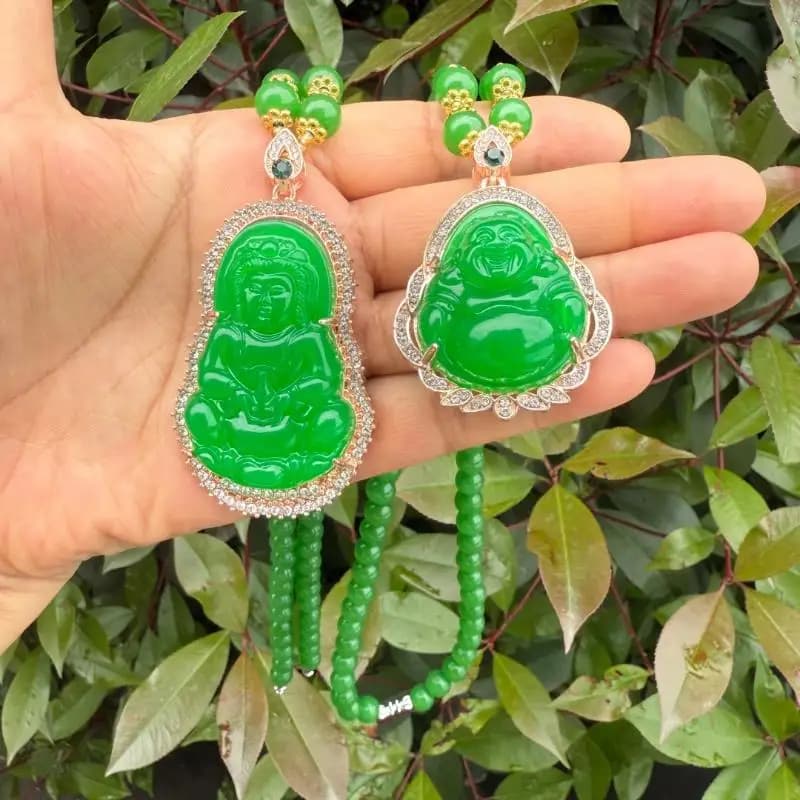 &Luxury Rhinestones Maitreya Buddha Necklace Pendant Exquisite Versatile Sweater Chain Fashion Jewelry Mother's Day Gift