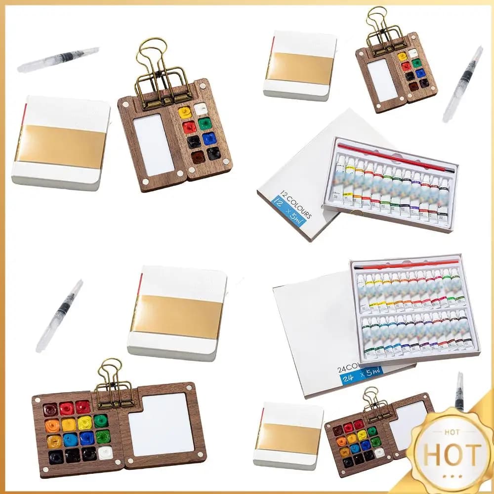 Watercolor Kit with Brush and Sketchbook Travel Water Color Set Mini Watercolor Paint Set for Painter Artist Student Beginner