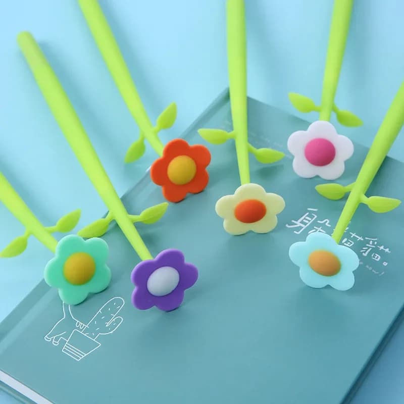 48PCS Coreano Creativo Pianta Modellazione Penna Gel Carino Colla Flessibile Silicone Pianta Firma Penna Kawaii Materiale Scolastico di Cancelleria