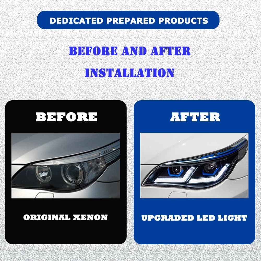 RHD LHD LED HeadLights for BMW 5 series E60 03-10 upgrade led DRL Car head lamp Assembly Signal Auto Accessories Modified Lamp
