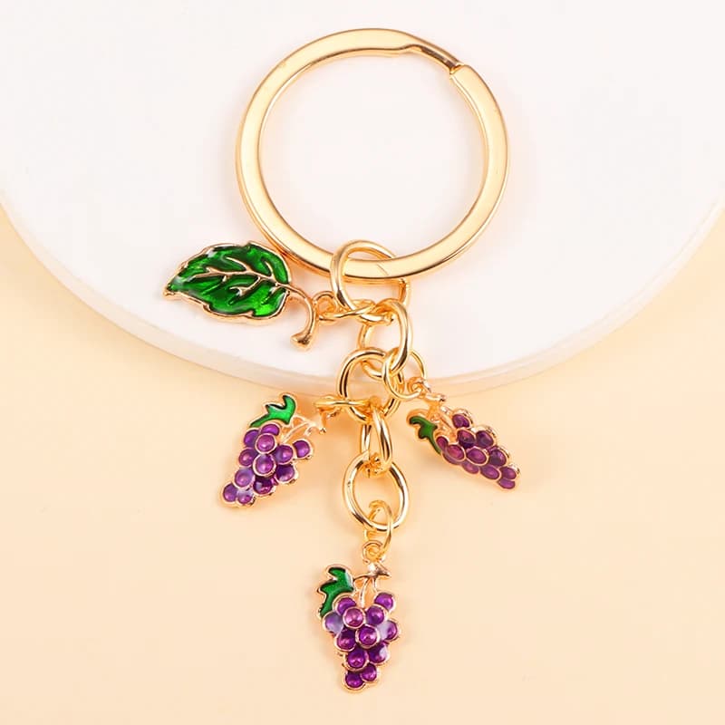 Bella smalto uva arancione limone portachiavi carino frutta portachiavi per donna uomo borsa auto chiave portafoglio Decor gioielli fai da te regali