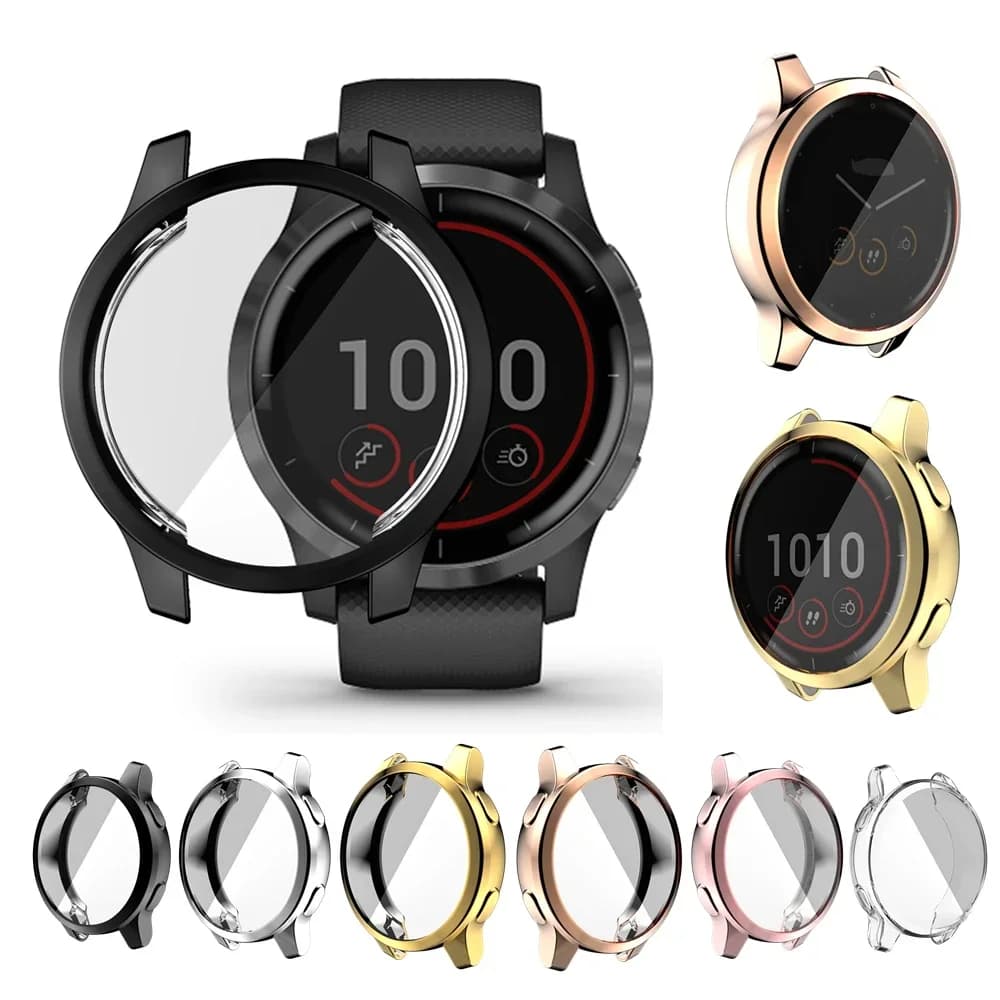 Placcatura Custodia protettiva per Garmin Venu 2/2S/3/3S/2 Plus Custodia morbida in TPU Protezione schermo per Garmin Vivoactive 4/4S band