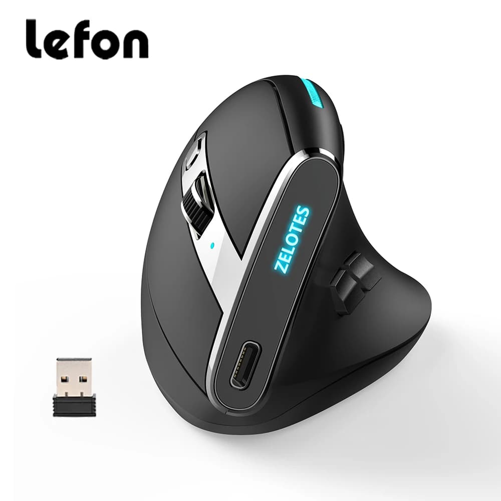 Mouse wireless Lefon F36 Mouse da gioco ergonomico Bluetooth Mouse verticale programmabile ricaricabile 2400 DPI per computer portatile PC