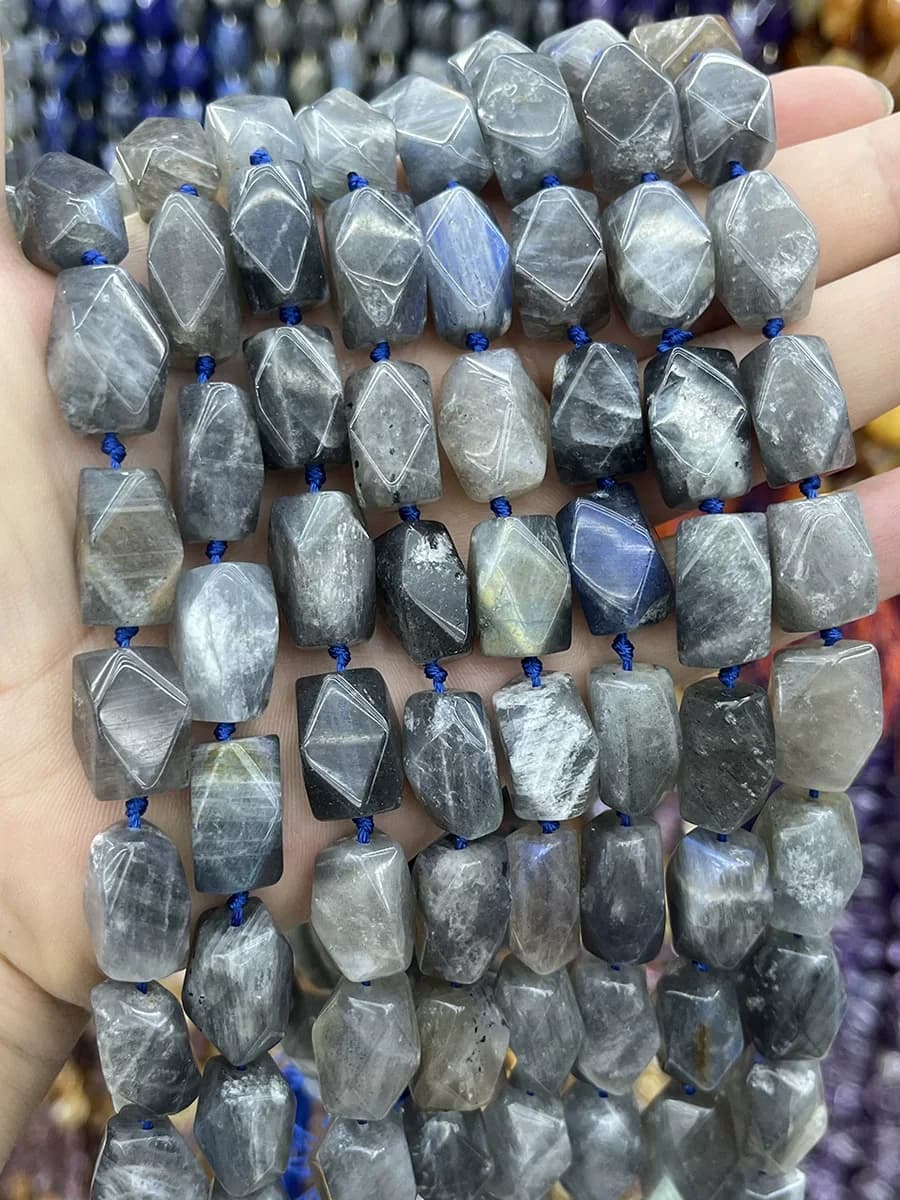 Perline sfaccettate irregolari in labradorite naturale per la creazione di gioielli, collane e bracciali fai da te, 15'' 10-16mm