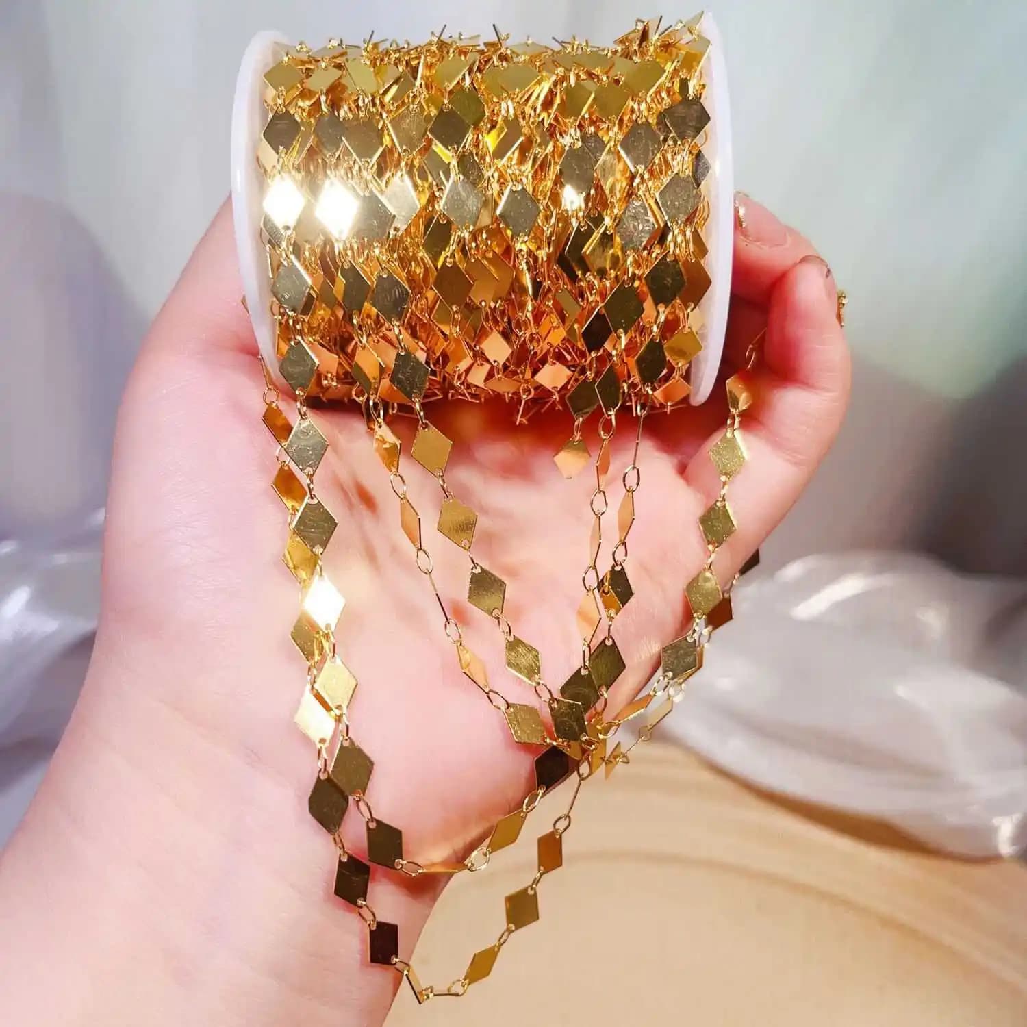 0,5 metri 1 metro 2 metri rombo geometrico catene di rame braccialetto fai da te collana abbigliamento accessori gioielli