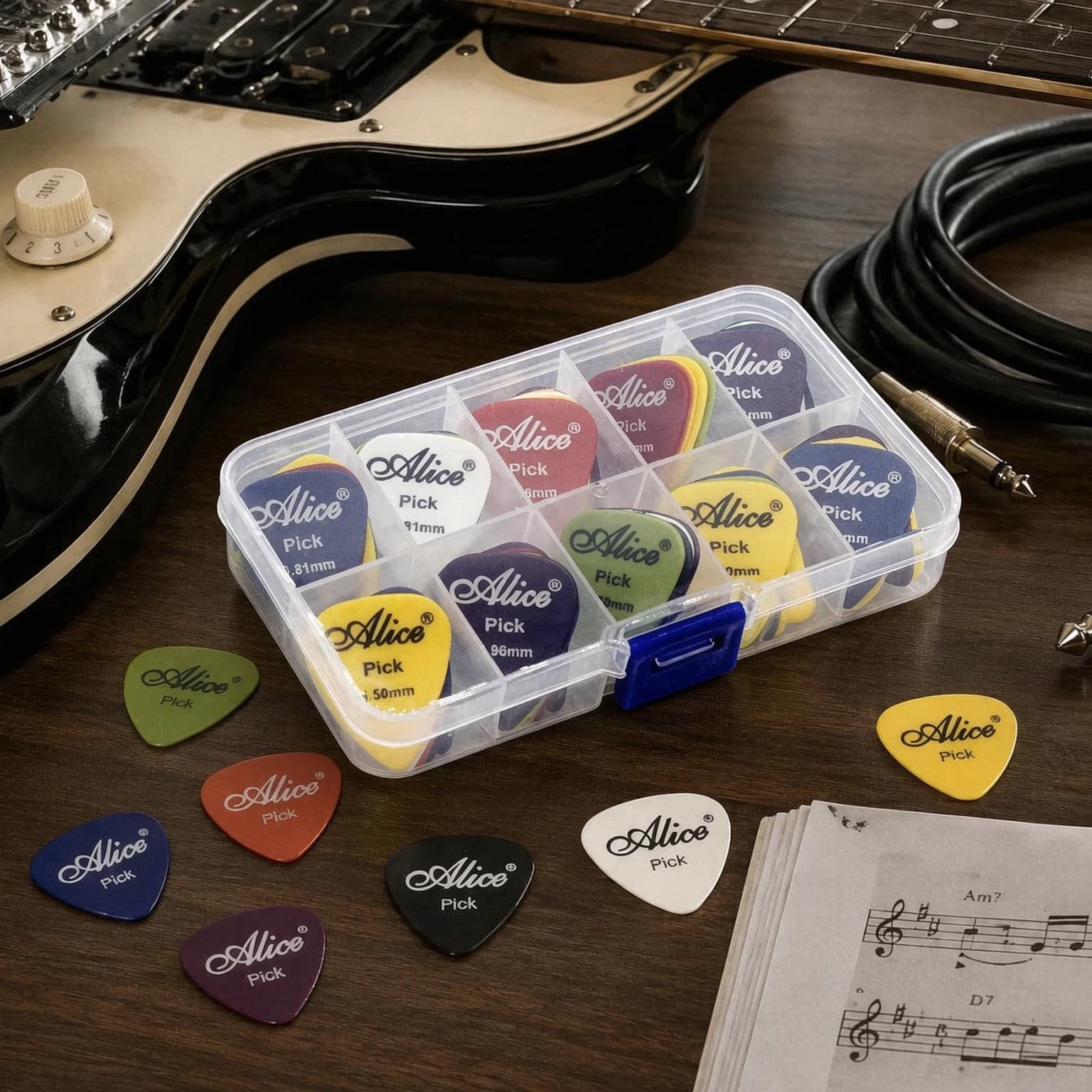 30/50Pcs Assorted Gauge Guitar Picks Durable Plectrums (0.58-1.5mm) Ideal for Studio Organization Stringed Instruments TMZ