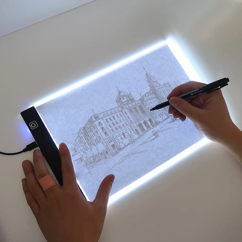 Blocco note A5 per disegno a LED, tavolo da tavolo dimmerabile a 3 livelli, animazione, pittura, giocattoli educativi, blocco note a luce regolabile per bambini