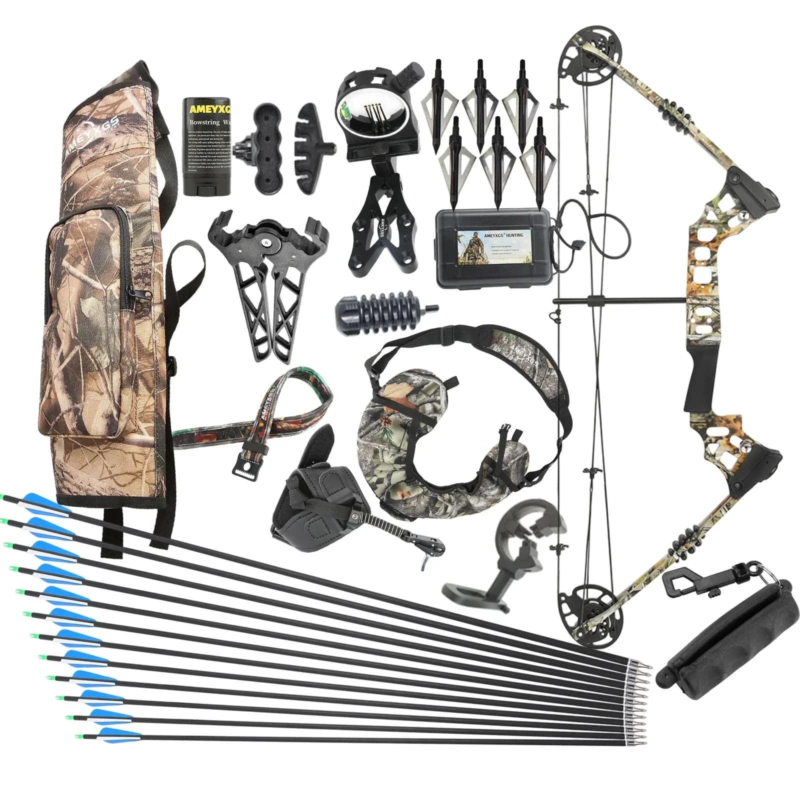20‑70lbs Adjustable Compound Bow Kit 320FPS 80% Let‑off Right Hand Complete Accessory Package for Archery Hunting and Target Practice