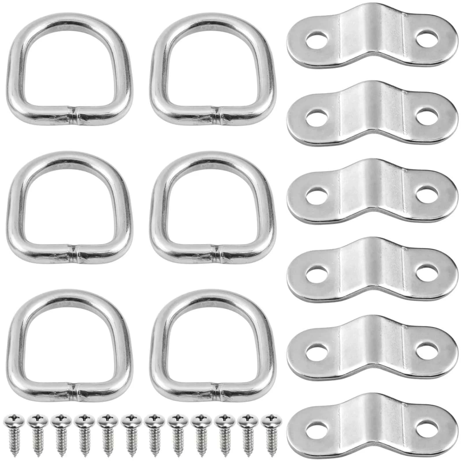 6 pz/set D Anelli Tie Imbottiture Ancoraggi Anello Pull Hook Anello di ancoraggio in acciaio inossidabile Carico adatto per auto Barca Veicoli da carico Accessorio RV