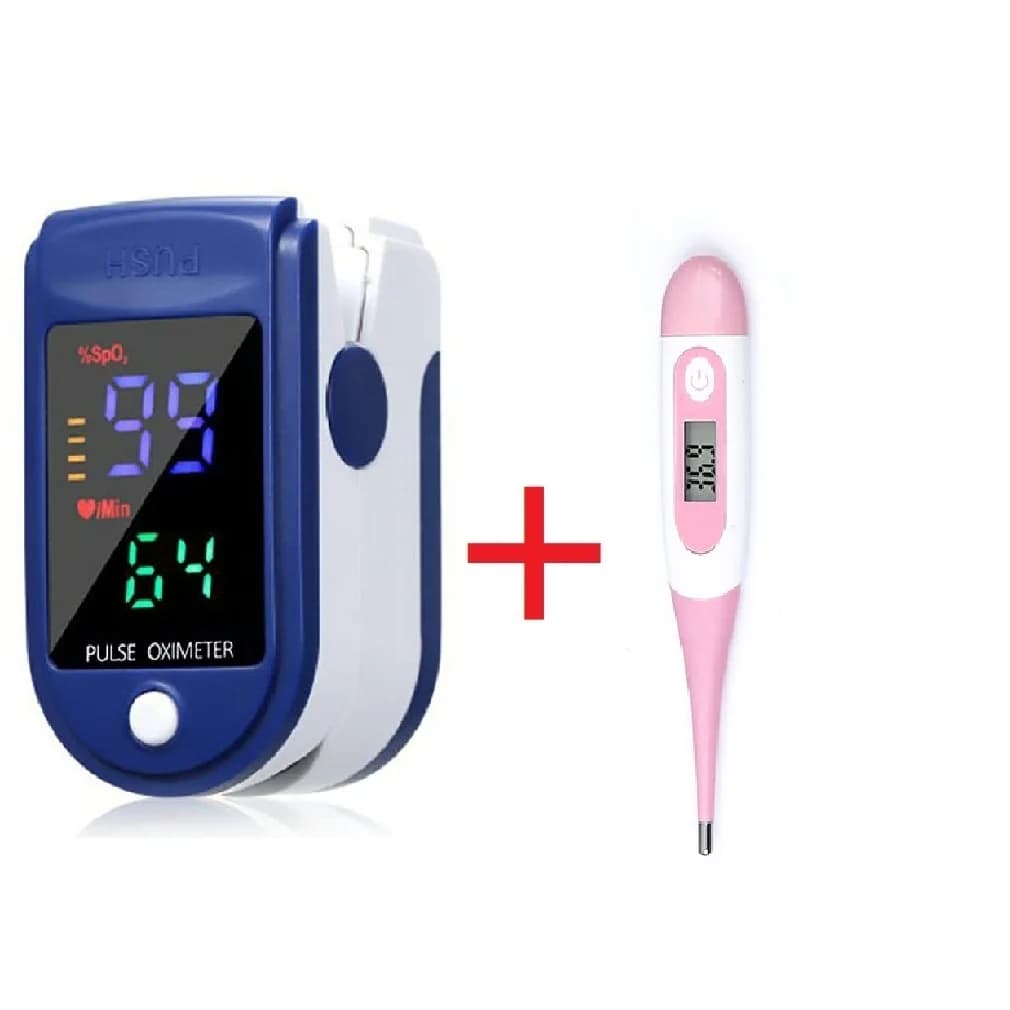 Pulse oximeter from finger with electron thermometer to soft tip for Oral and Axillate Temperature Measurement, for Adults and Children
