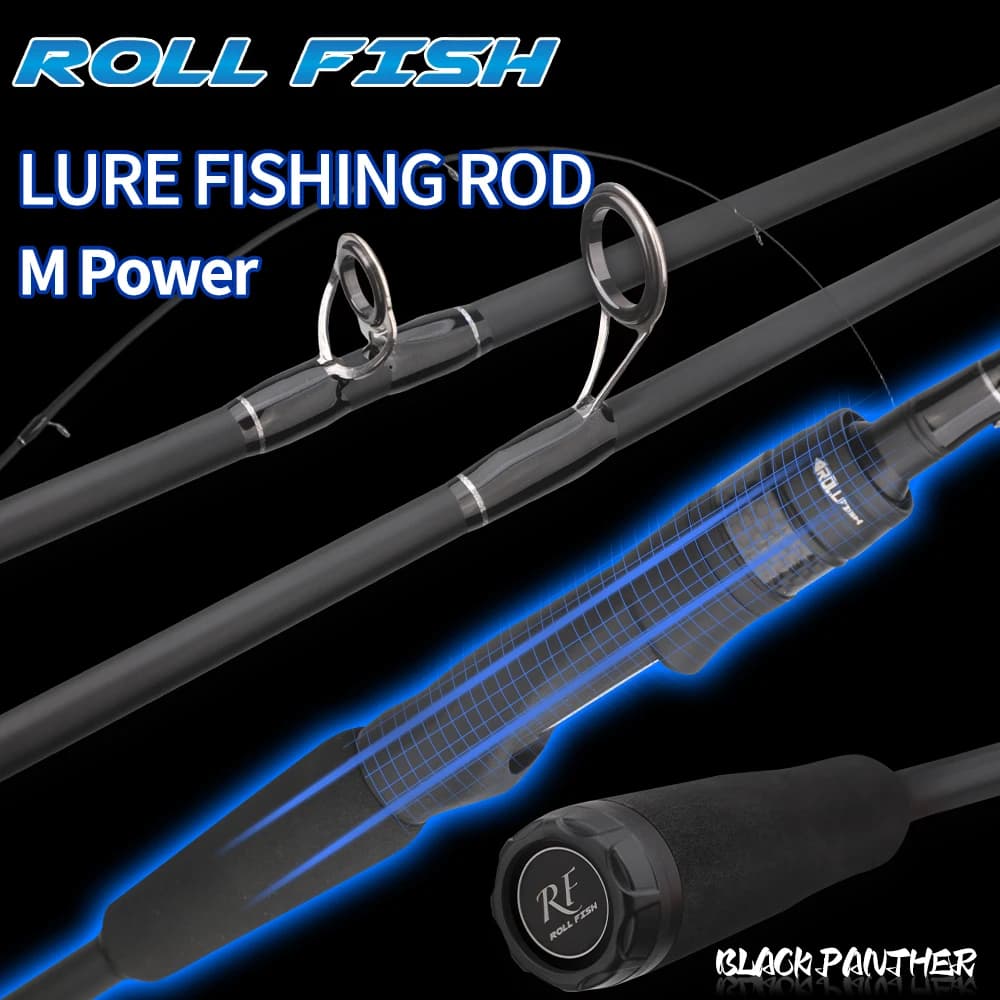 ROLLFISH Carbon Fiber Spinning Casting Fishing Rod Medium Power Fast Action Lightwt Freshwater Saltwater