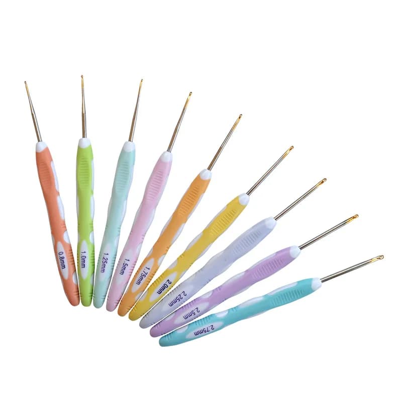 9 pz/set fai da te filato intrecciato a mano strumento creativo per uncinetto, ferri da maglia, set di uncinetti in alluminio con manico in plastica TPR, 0,8 mm-2,75 mm