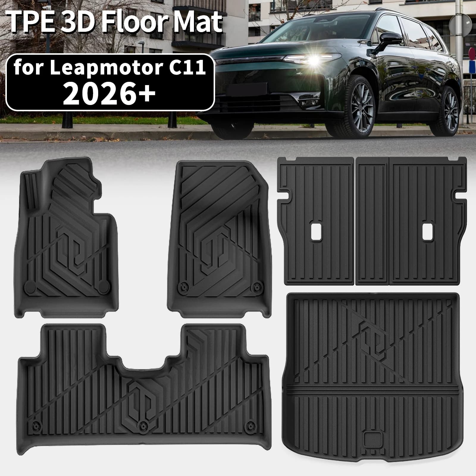 Customized TPE Mats for Leapmotor C11 2026+, Waterproof, Non-slip, For All Seasons, Complete 3D Set for Car and Baggage