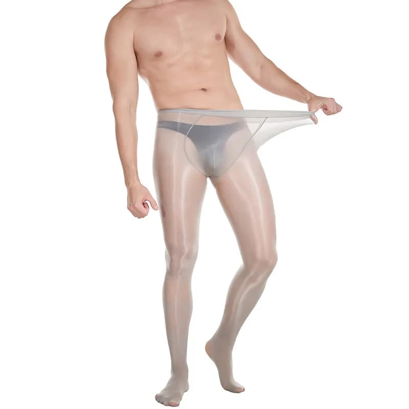 Men's Collant Large Size Glossy Enlarged Transparent U Bag Convex Transparent Socks Temptation Straps seamless