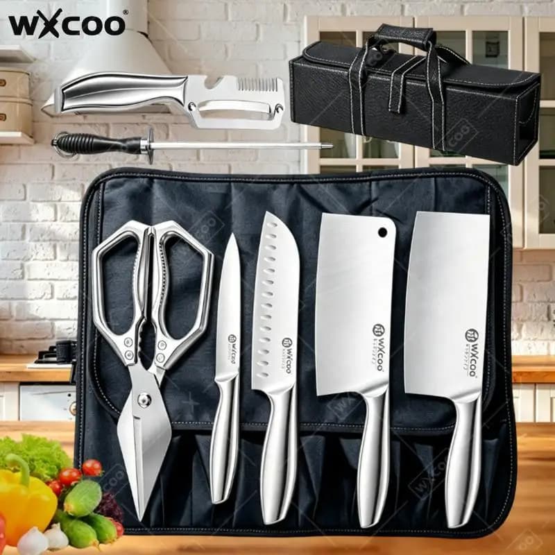 WXCOO Professional Chef's Knife for BBQ Stainless Steel Meat Cleaver Food Cutting Kitchen Knife Scissor Accessories Knife
