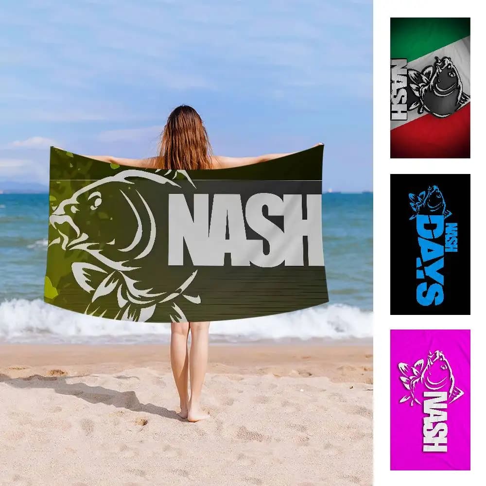 Asciugamani da spiaggia in microfibra con logo Nash Fishing, asciugamani ad asciugatura rapida, asciugamani da spiaggia per sabbia, asciugamani da piscina per viaggi, nuoto, yoga