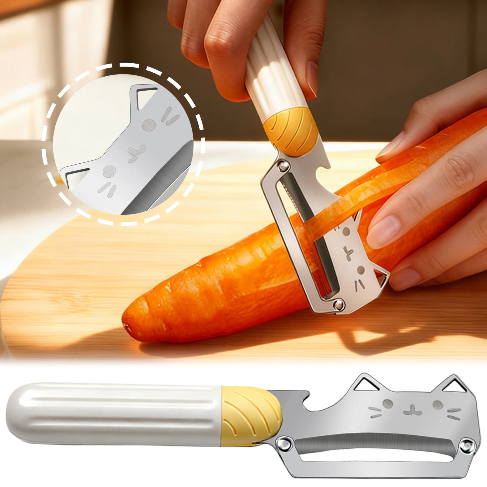 Pelapatate Multifunzionale in Acciaio Inox con Manico Ergonomico per Uso Quotidiano in Cucina e Picnic