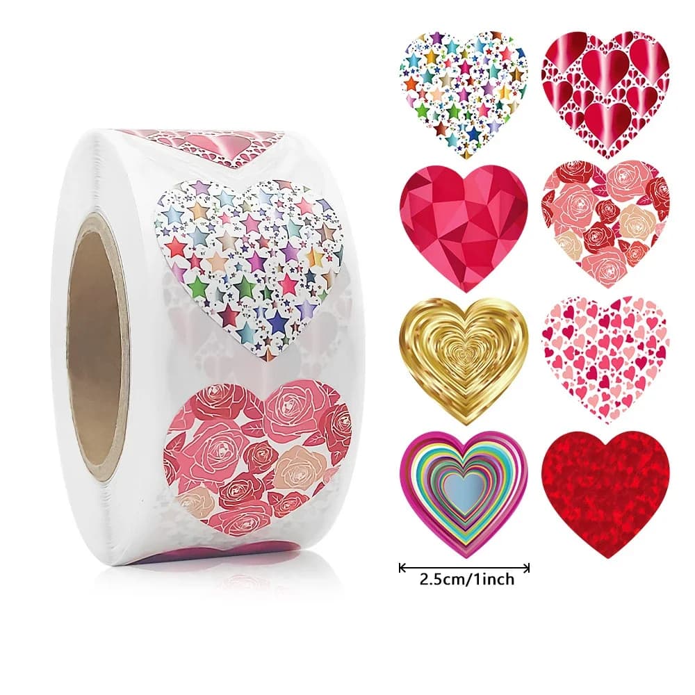 50-500 pieces red heart stickers 1 inch for Valentine's Day sticker for oven packing bags seals decorative sticker love