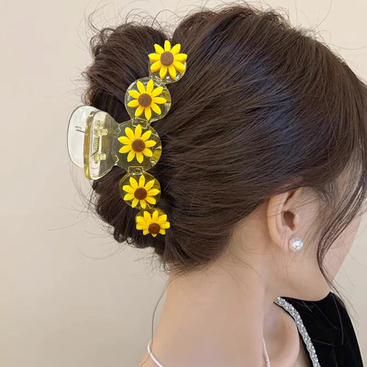 AWAYTR Nuovo Girasole Artiglio Dei Capelli Pinze per Le Donne Dolce Grande Squalo Clip di Capelli Artiglio Granchio Morsetto Barrettes Accessori Per Capelli