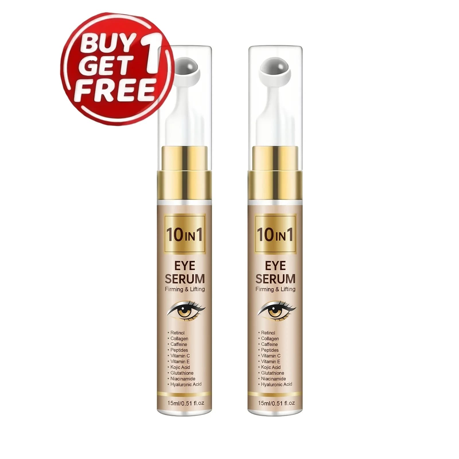 10-in-1 Retinol Eye Cream Collagen Vitamin C E With Massage Roller Deep Moisturizing Firming Smoothing For Eye Area