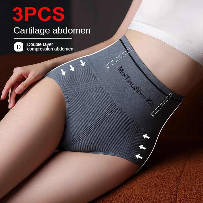 3PCS/set Briefs High Waist Underwear Women Butt Lift Sexy Comfortable Panties Tighten the Abdomen Underpanties Large Size Woman