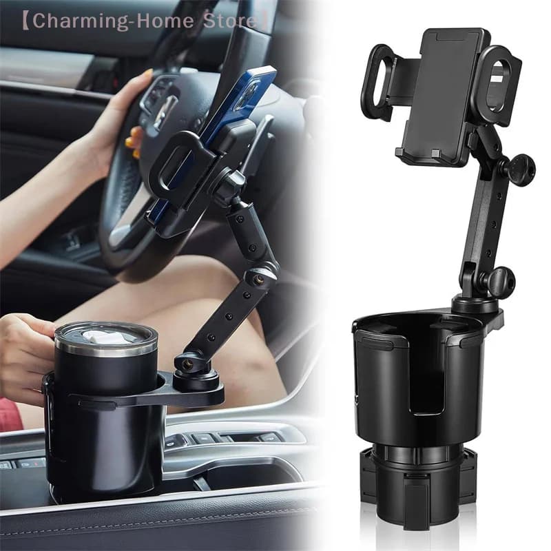 diM diAdjustable Universal Self-adjustable Beverage Door Expander Adapter with Phone Holder, Storage Box Tray, Car Accessories