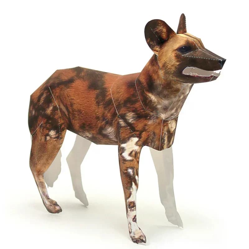 African Wild Dog Handmade Origami Art Folding Mini 3D Paper Model Papercraft Realistic Animal DIY Kids Adult Craft Toys WE-001